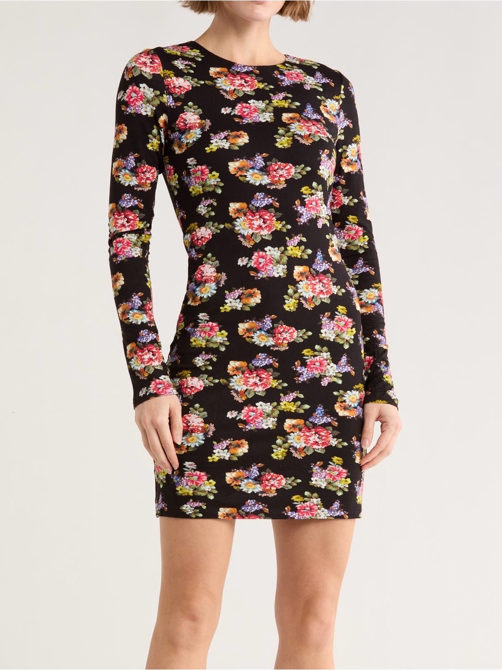 Alice + Olivia Delora Floral Long Sleeve Mini Dress Magnolia Sz 0 MSRP $395 NWT